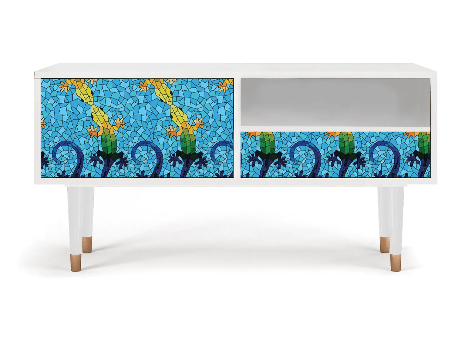 Clearance Mueble de TV - 115х59х48 cm - T3 - Gaudi's Lizard, Branco Bege
