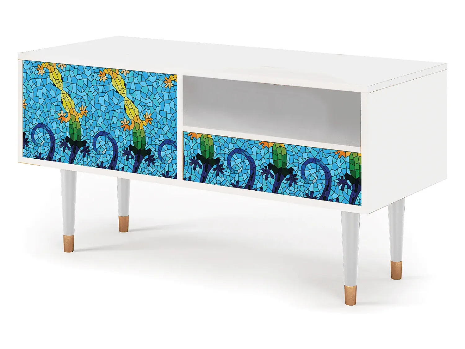 Clearance Mueble de TV - 115х59х48 cm - T3 - Gaudi's Lizard, Branco Bege