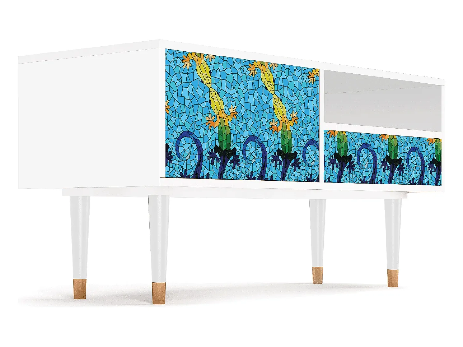 Clearance Mueble de TV - 115х59х48 cm - T3 - Gaudi's Lizard, Branco Bege