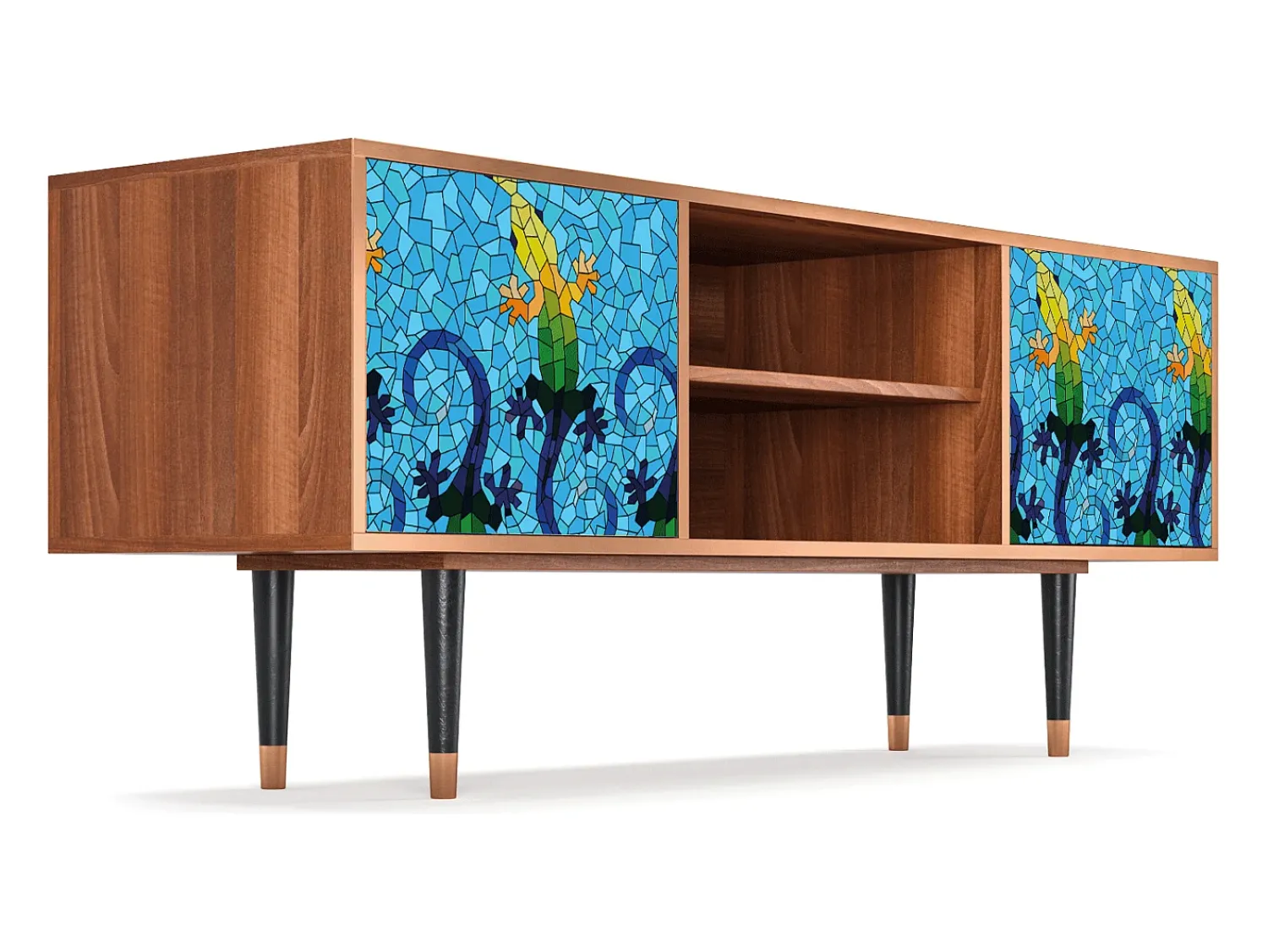 Mueble de TV - 170х69х48 cm - T2 - Gaudi's Lizard, Nogueira Castanho