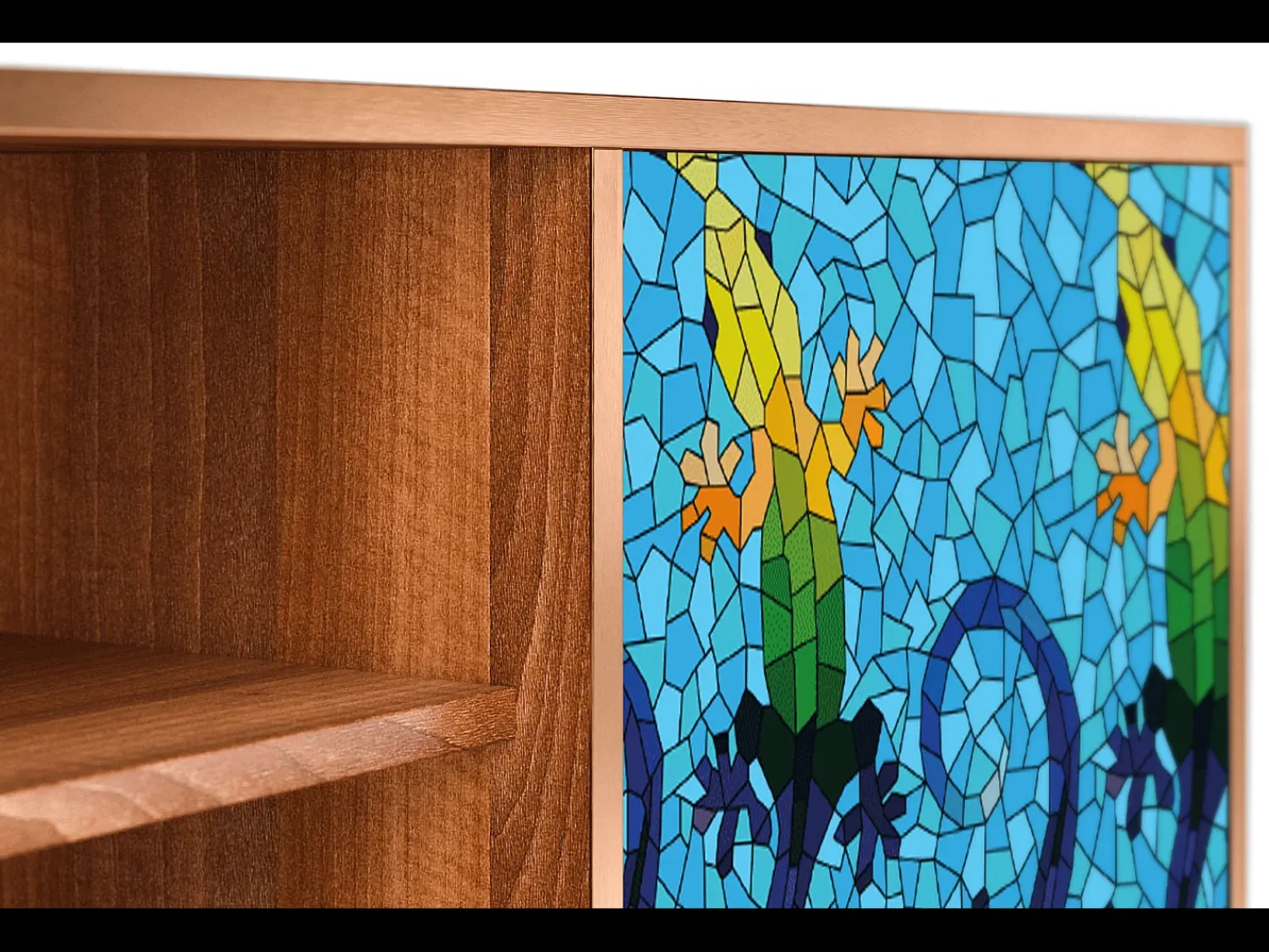 Mueble de TV - 170х69х48 cm - T2 - Gaudi's Lizard, Nogueira Castanho