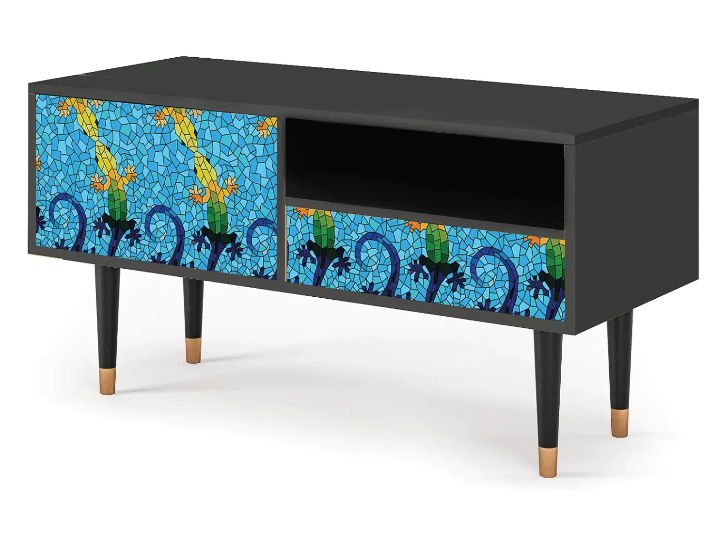 Mueble de TV - 115х59х48 cm - T3 - Gaudi's Lizard, Antracite^ Móvel De Tv