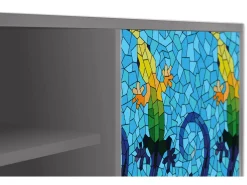 Móvel De Tv| Mueble de TV - 170х69х48 cm - T2 - Gaudi's Lizard, Cinza Cinzento