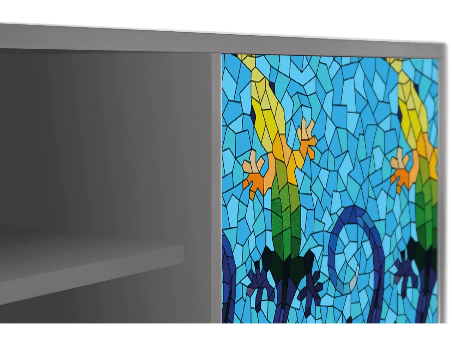 Móvel De Tv| Mueble de TV - 170х69х48 cm - T2 - Gaudi's Lizard, Cinza Cinzento