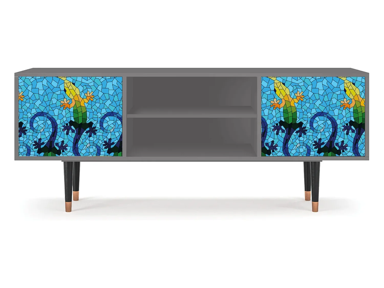 Móvel De Tv| Mueble de TV - 170х69х48 cm - T2 - Gaudi's Lizard, Cinza Cinzento