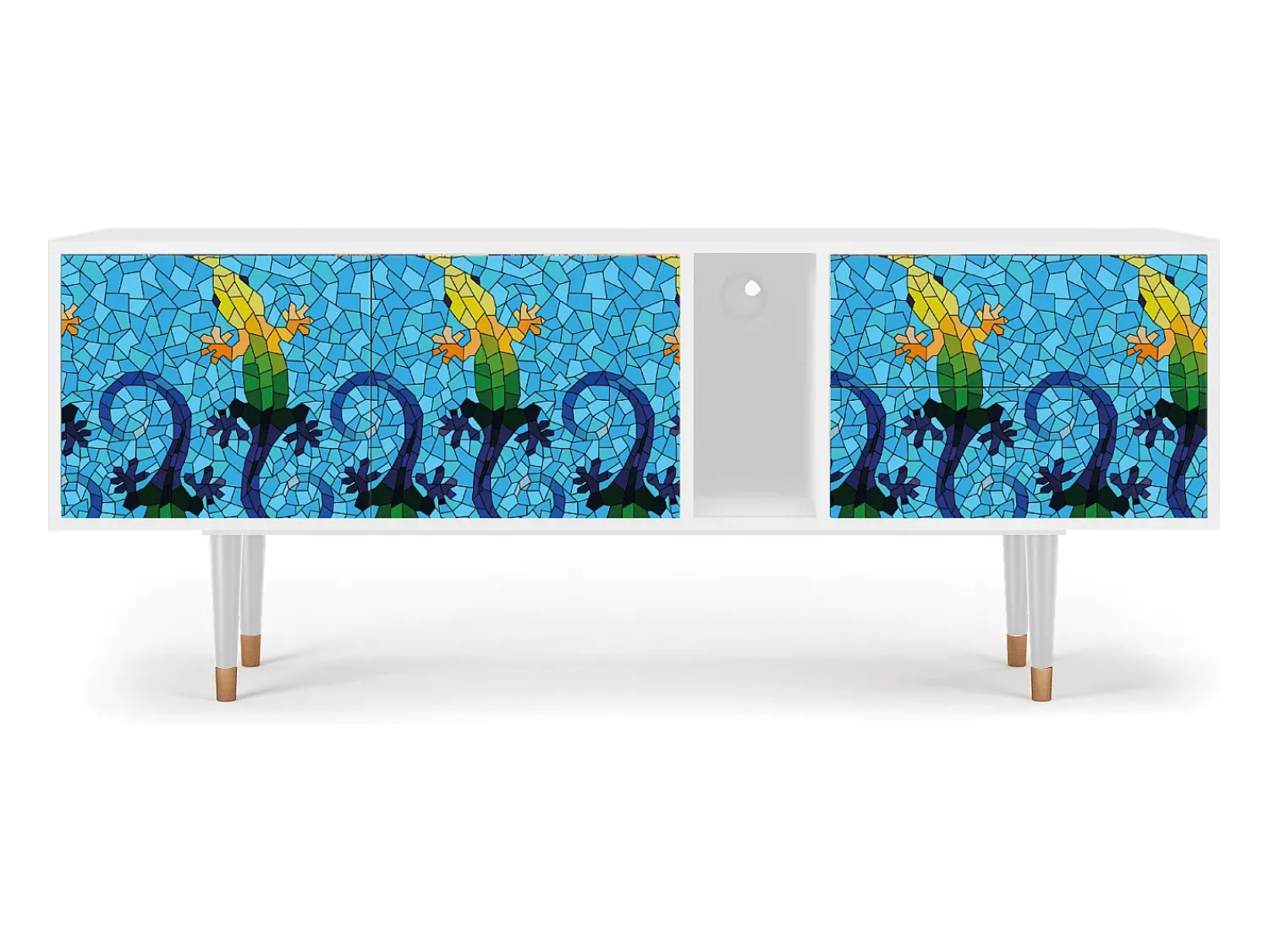 Móvel De Tv* Mueble de TV - 170х69х48 cm - T1 - Gaudi's Lizard, Branco Bege