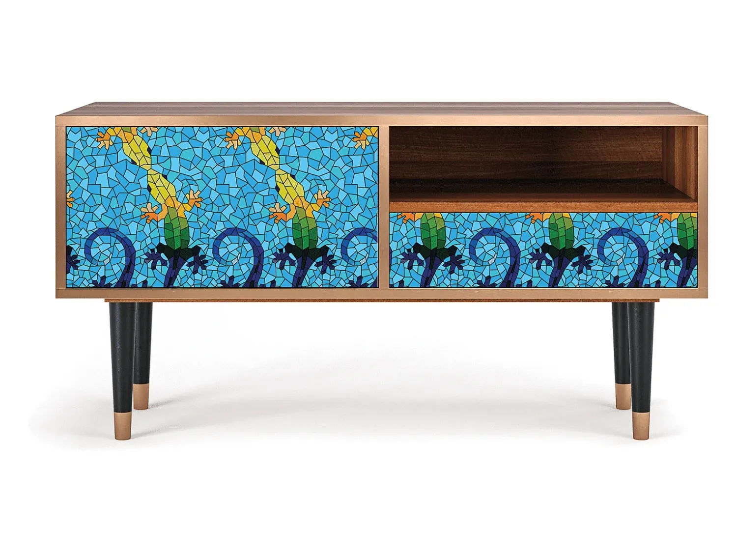 Mueble de TV - 115х59х48 cm - T3 - Gaudi's Lizard, Nogueira^ Móvel De Tv