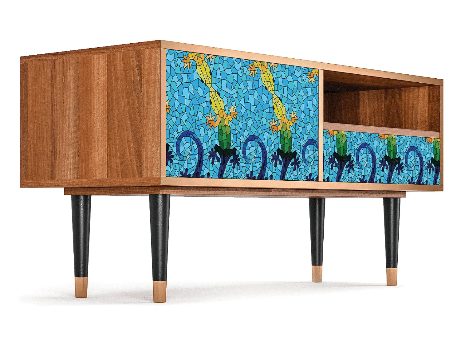 Mueble de TV - 115х59х48 cm - T3 - Gaudi's Lizard, Nogueira^ Móvel De Tv