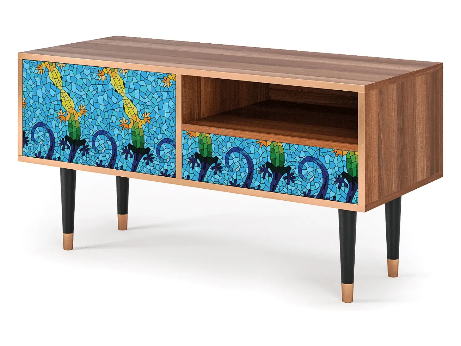Mueble de TV - 115х59х48 cm - T3 - Gaudi's Lizard, Nogueira^ Móvel De Tv
