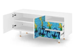 Móvel De Tv| Mueble de TV - 125х56х41 cm - T7 - Gaudi's Lizard, Branco Bege