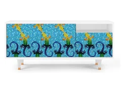 Móvel De Tv| Mueble de TV - 125х56х41 cm - T7 - Gaudi's Lizard, Branco Bege