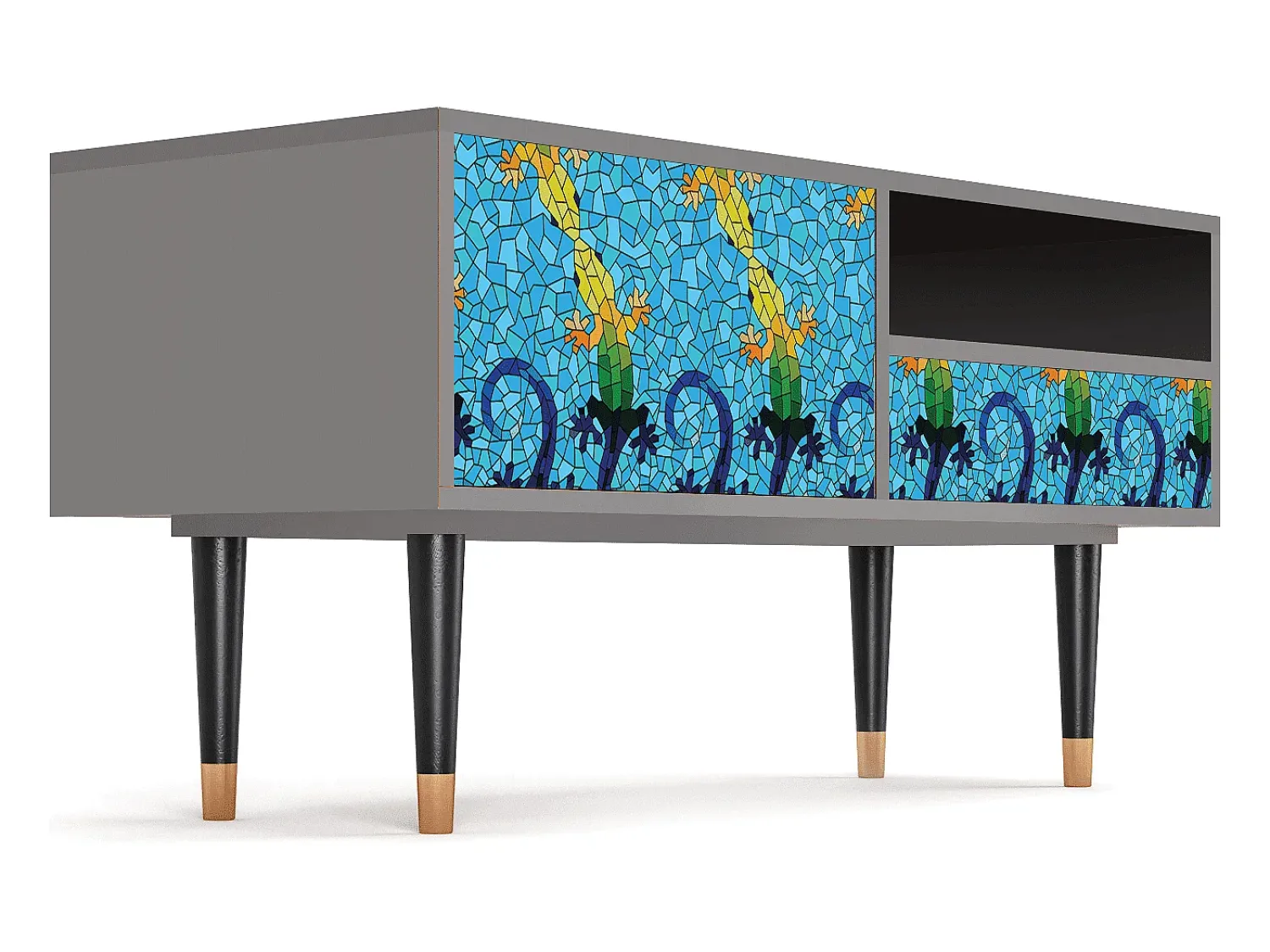 Mueble de TV - 115х59х48 cm - T3 - Gaudi's Lizard, Cinza^ Móvel De Tv