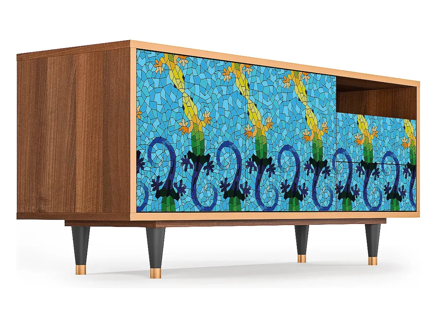 Mueble de TV - 125х56х41 cm - T7 - Gaudi's Lizard, Nogueira^ Móvel De Tv