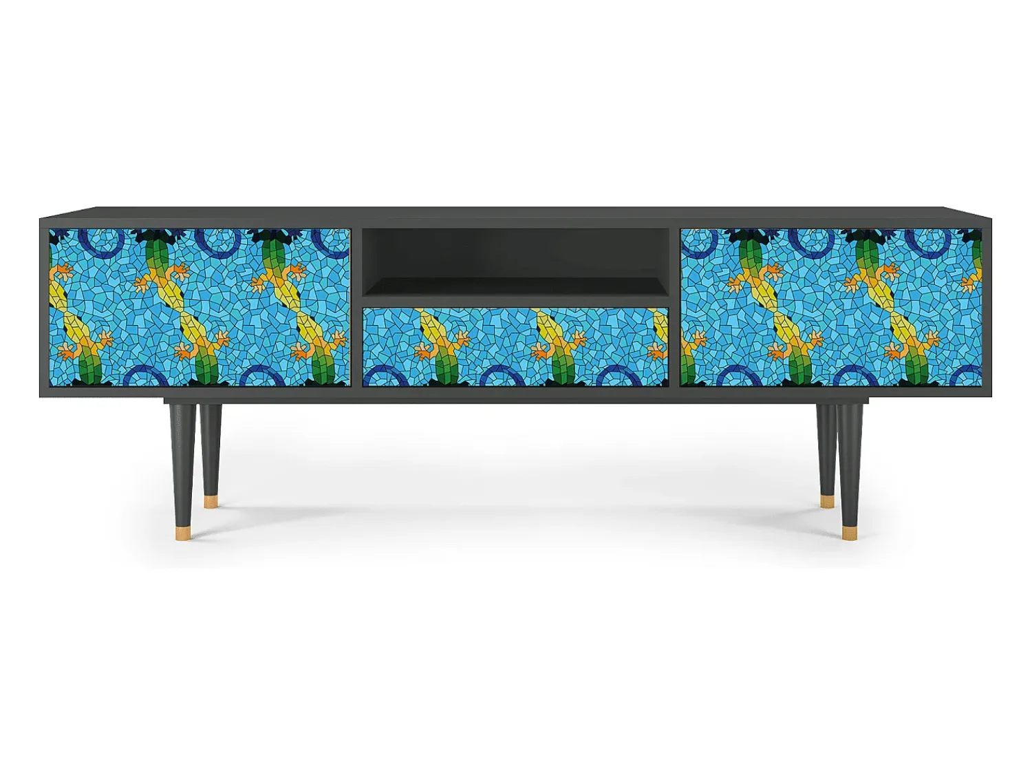Hot Mueble de TV - 170х59х41 cm - T6 - Gaudi's Lizard, Antracite Cinza antracite