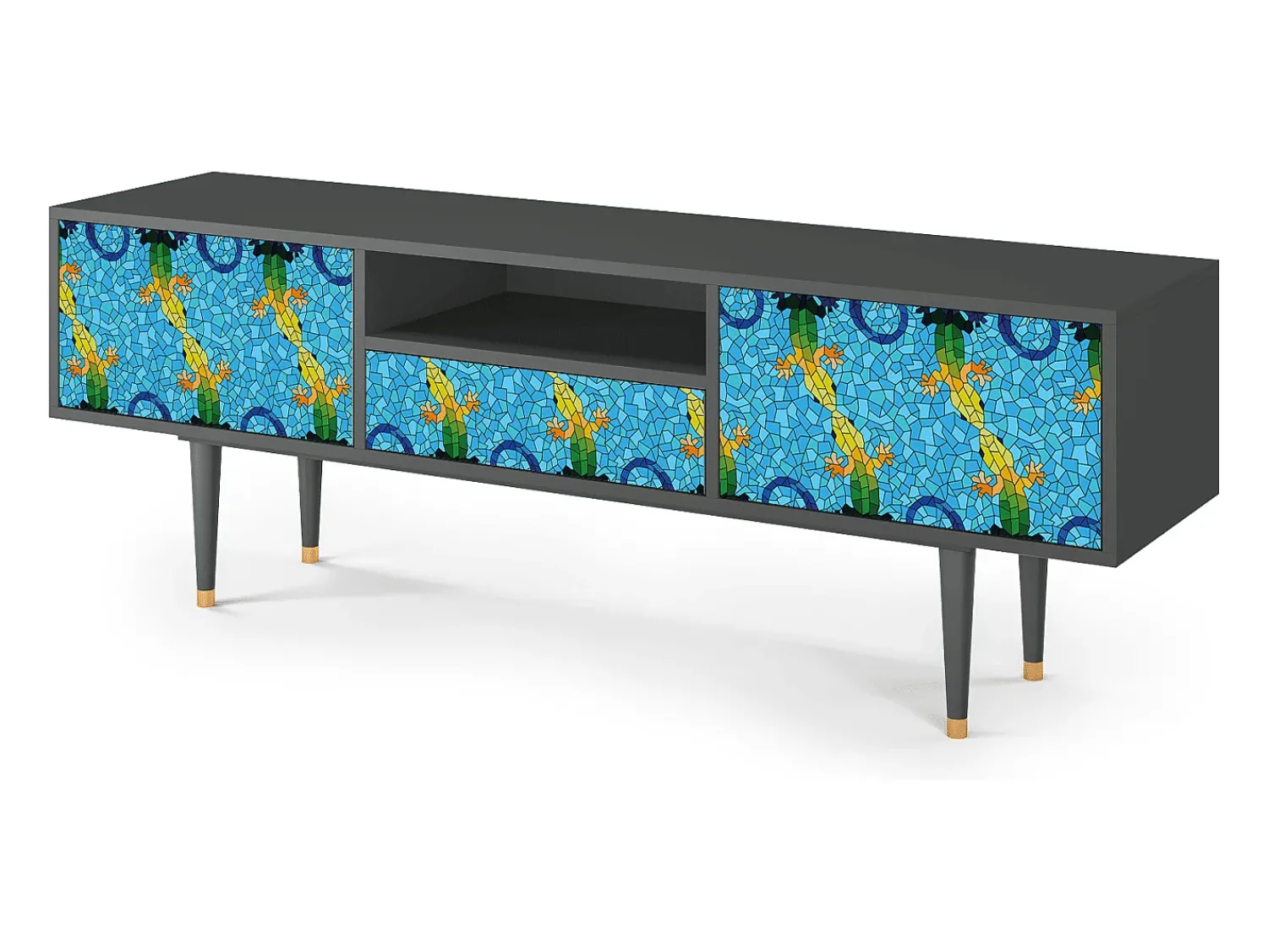 Hot Mueble de TV - 170х59х41 cm - T6 - Gaudi's Lizard, Antracite Cinza antracite