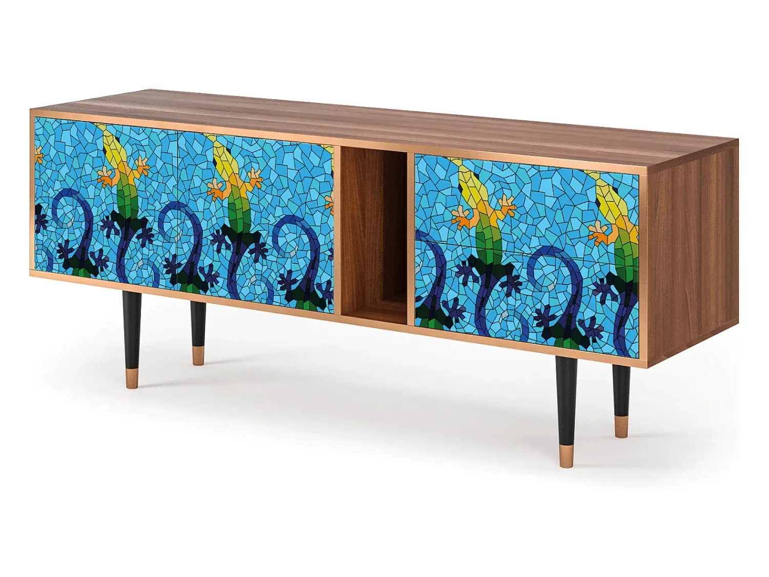Outlet Mueble de TV - 170х69х48 cm - T1 - Gaudi's Lizard, Nogueira Castanho