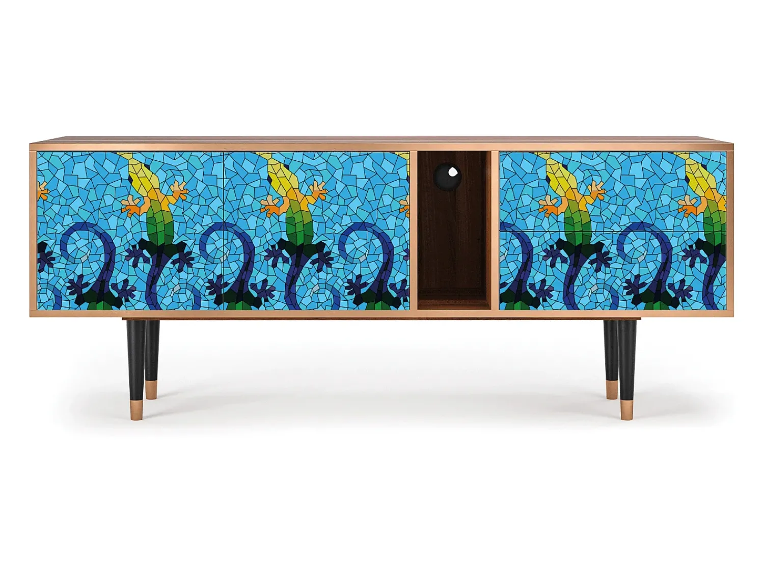 Outlet Mueble de TV - 170х69х48 cm - T1 - Gaudi's Lizard, Nogueira Castanho