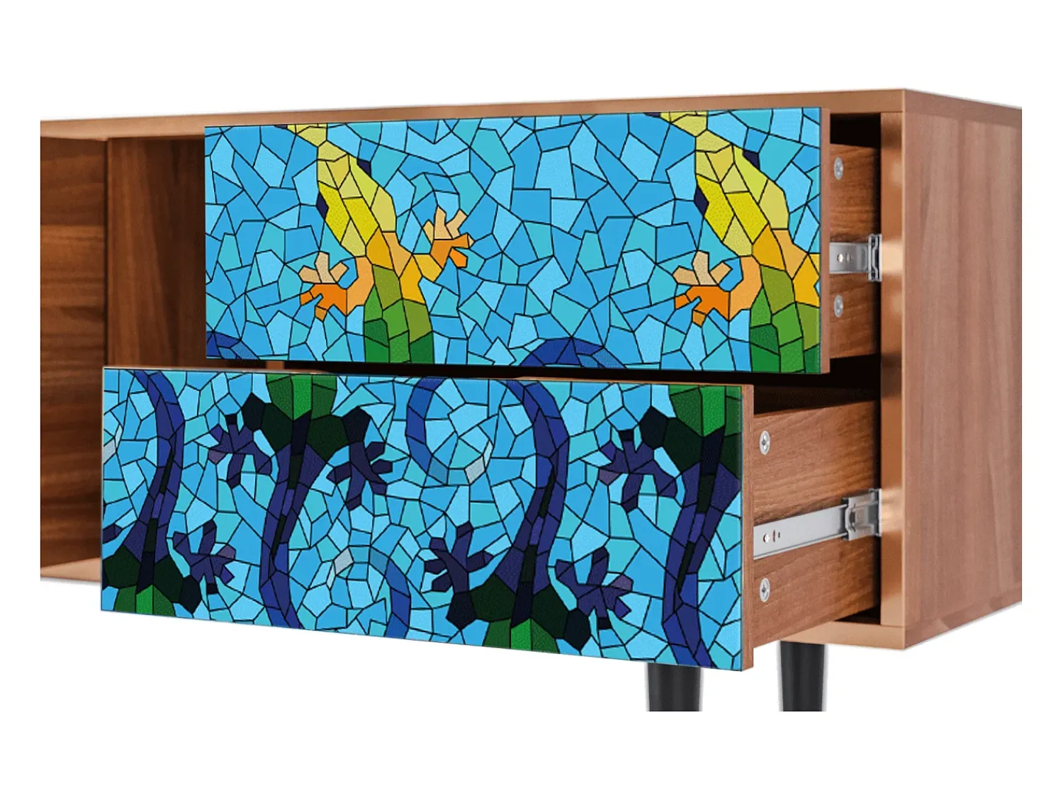 Outlet Mueble de TV - 170х69х48 cm - T1 - Gaudi's Lizard, Nogueira Castanho