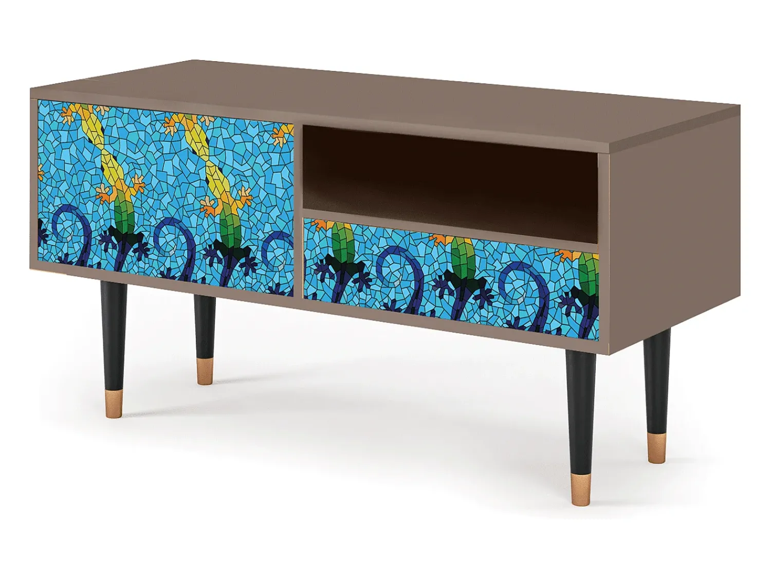 New Mueble de TV - 115х59х48 cm - T3 - Gaudi's Lizard, Latte Bege
