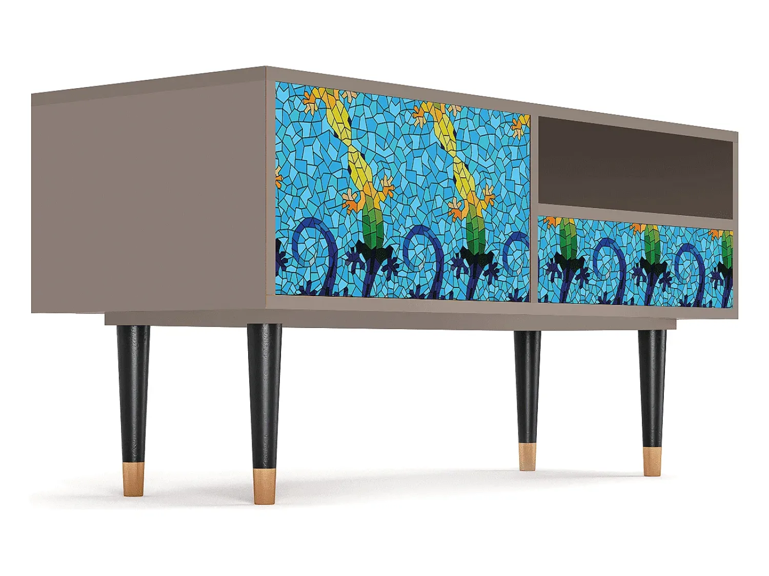 New Mueble de TV - 115х59х48 cm - T3 - Gaudi's Lizard, Latte Bege