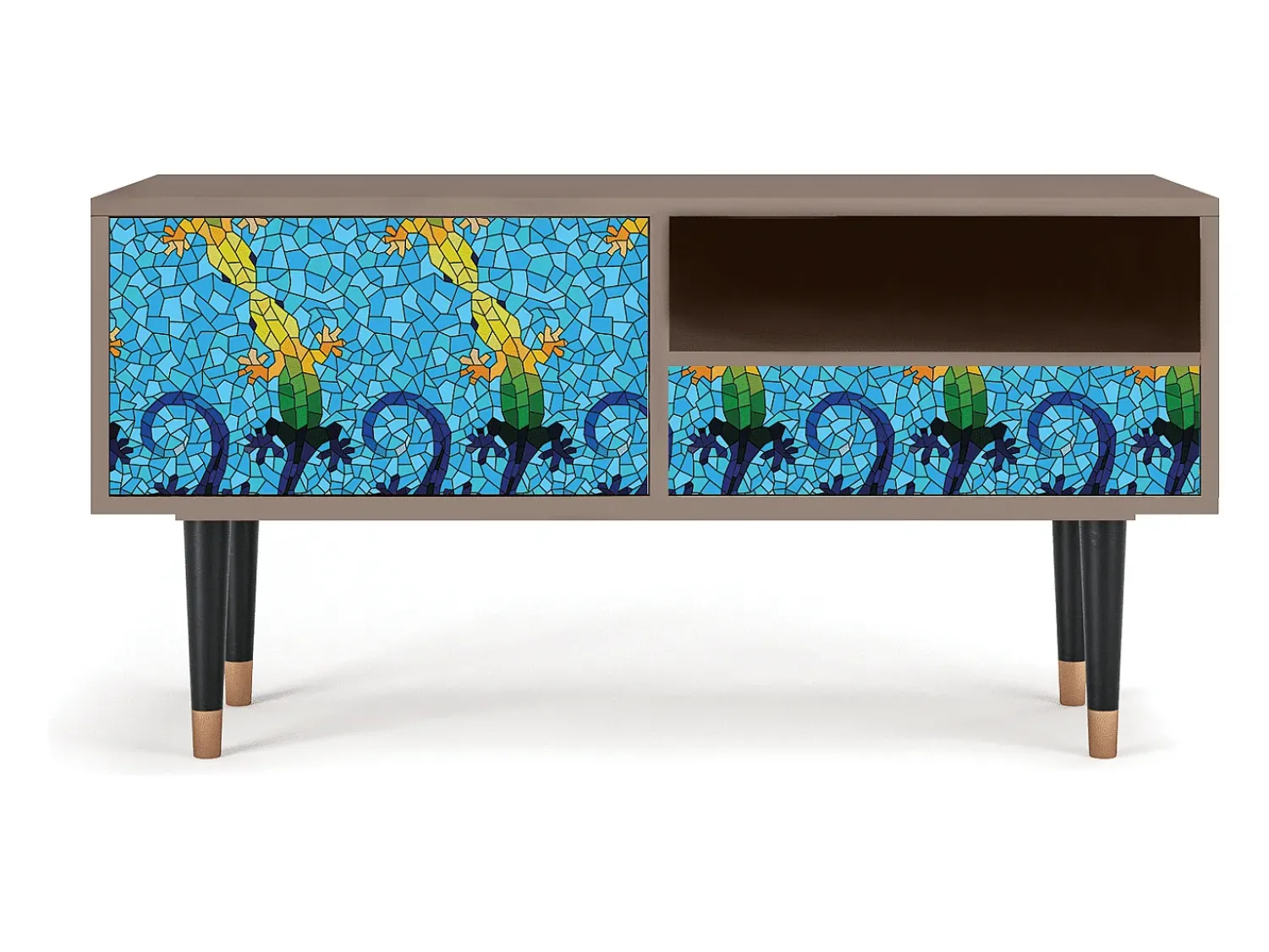 New Mueble de TV - 115х59х48 cm - T3 - Gaudi's Lizard, Latte Bege