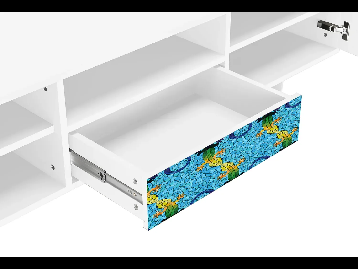 Móvel De Tv* Mueble de TV - 170х59х41 cm - T6 - Gaudi's Lizard, Branco Bege