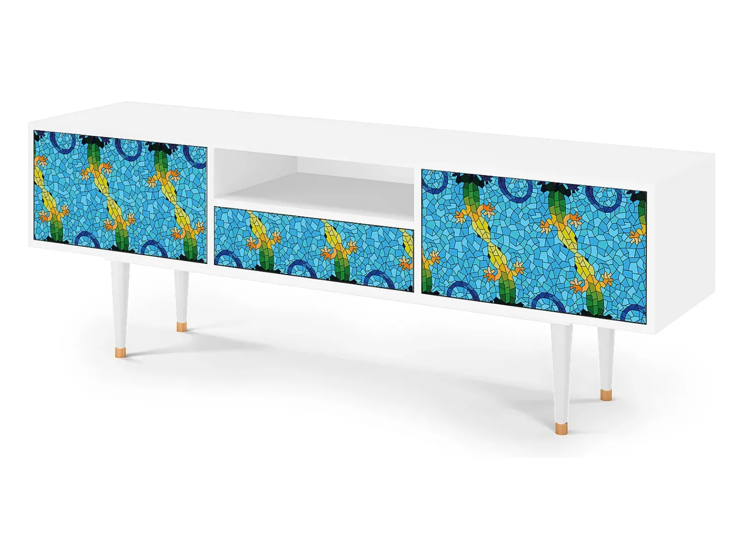 Móvel De Tv* Mueble de TV - 170х59х41 cm - T6 - Gaudi's Lizard, Branco Bege
