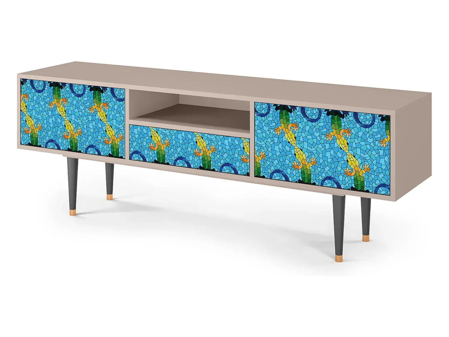 Móvel De Tv* Mueble de TV - 170х59х41 cm - T6 - Gaudi's Lizard, Areia Bege