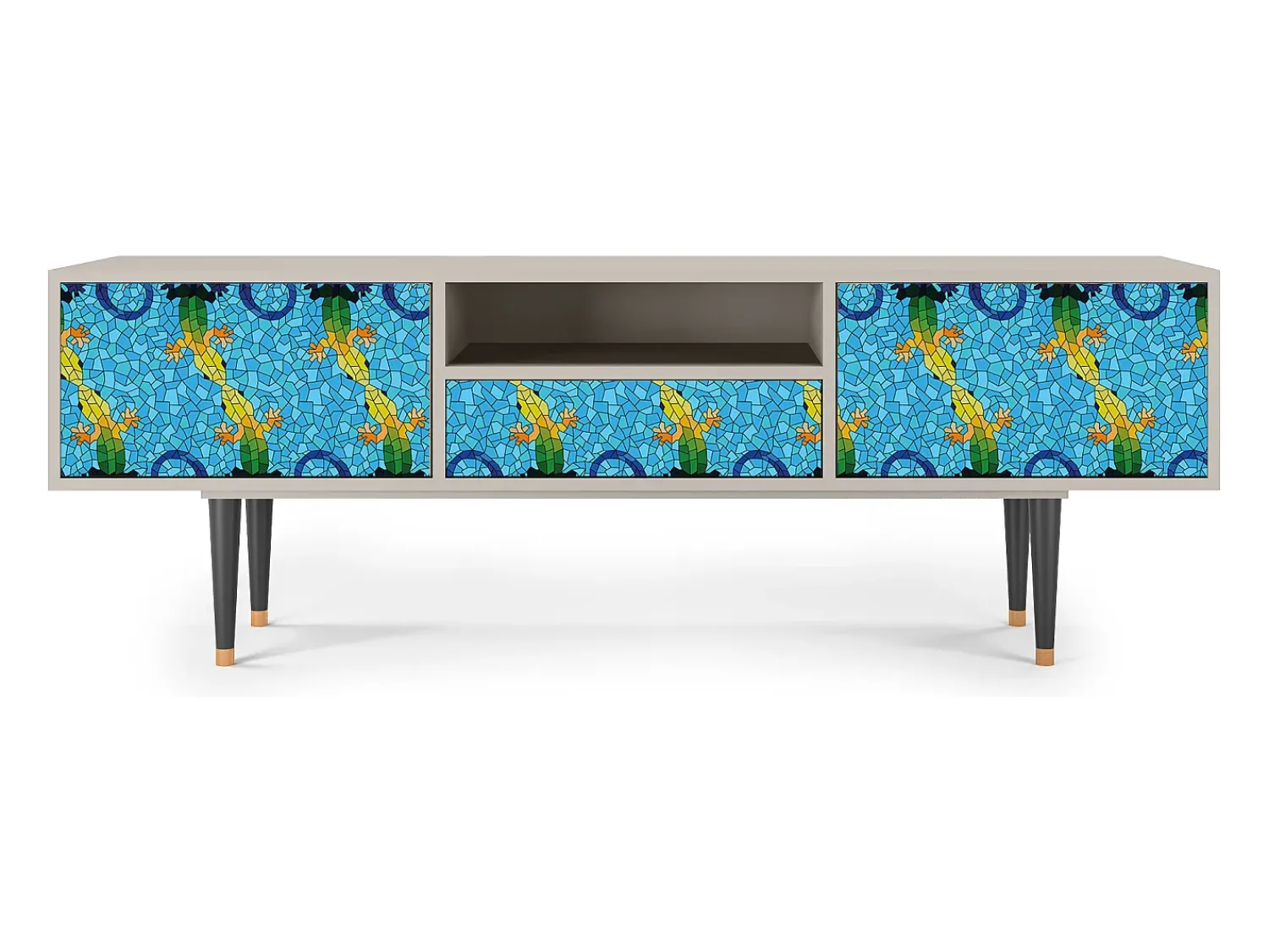 Móvel De Tv* Mueble de TV - 170х59х41 cm - T6 - Gaudi's Lizard, Areia Bege