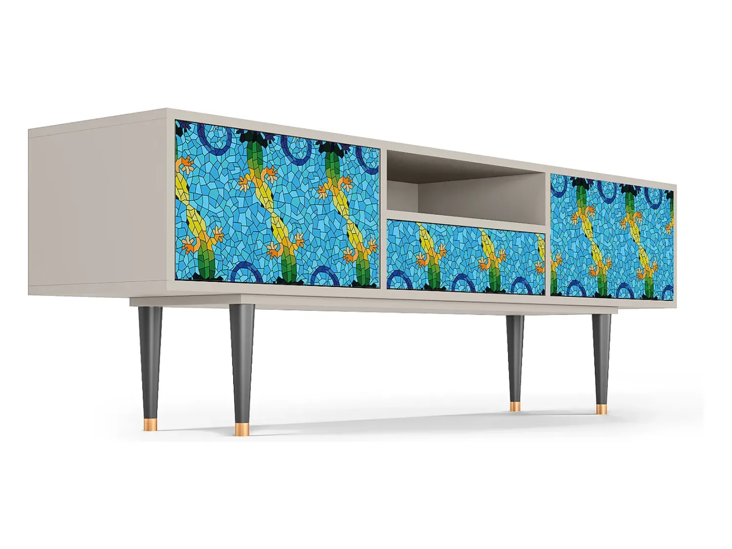 Móvel De Tv* Mueble de TV - 170х59х41 cm - T6 - Gaudi's Lizard, Areia Bege