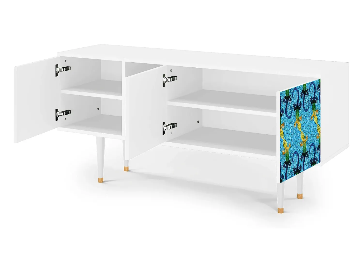 Móvel De Tv| Mueble de TV - 150х69х41 cm - T5 - Gaudi's Lizard, Branco Bege