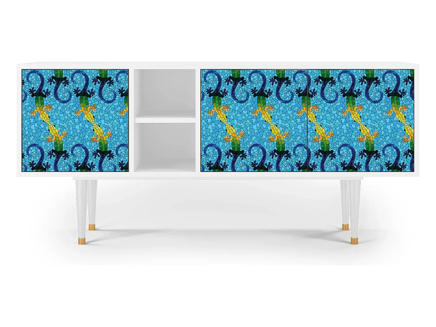 Móvel De Tv| Mueble de TV - 150х69х41 cm - T5 - Gaudi's Lizard, Branco Bege