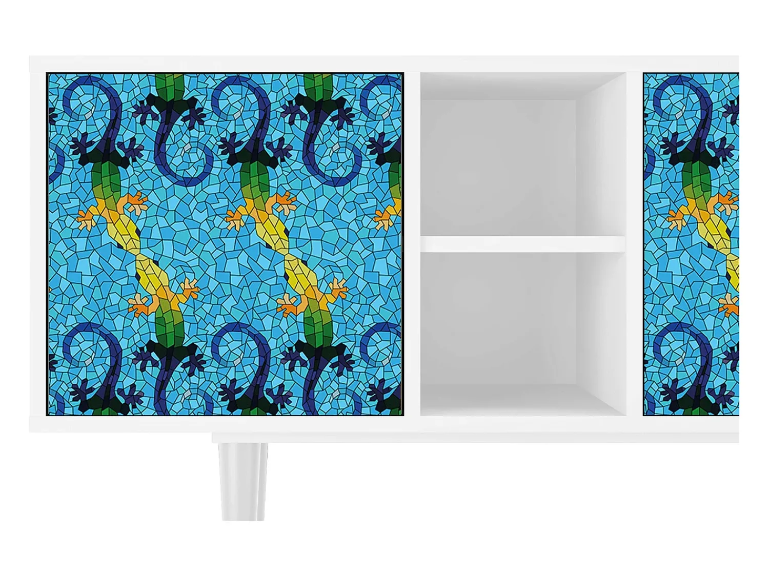 Móvel De Tv| Mueble de TV - 150х69х41 cm - T5 - Gaudi's Lizard, Branco Bege