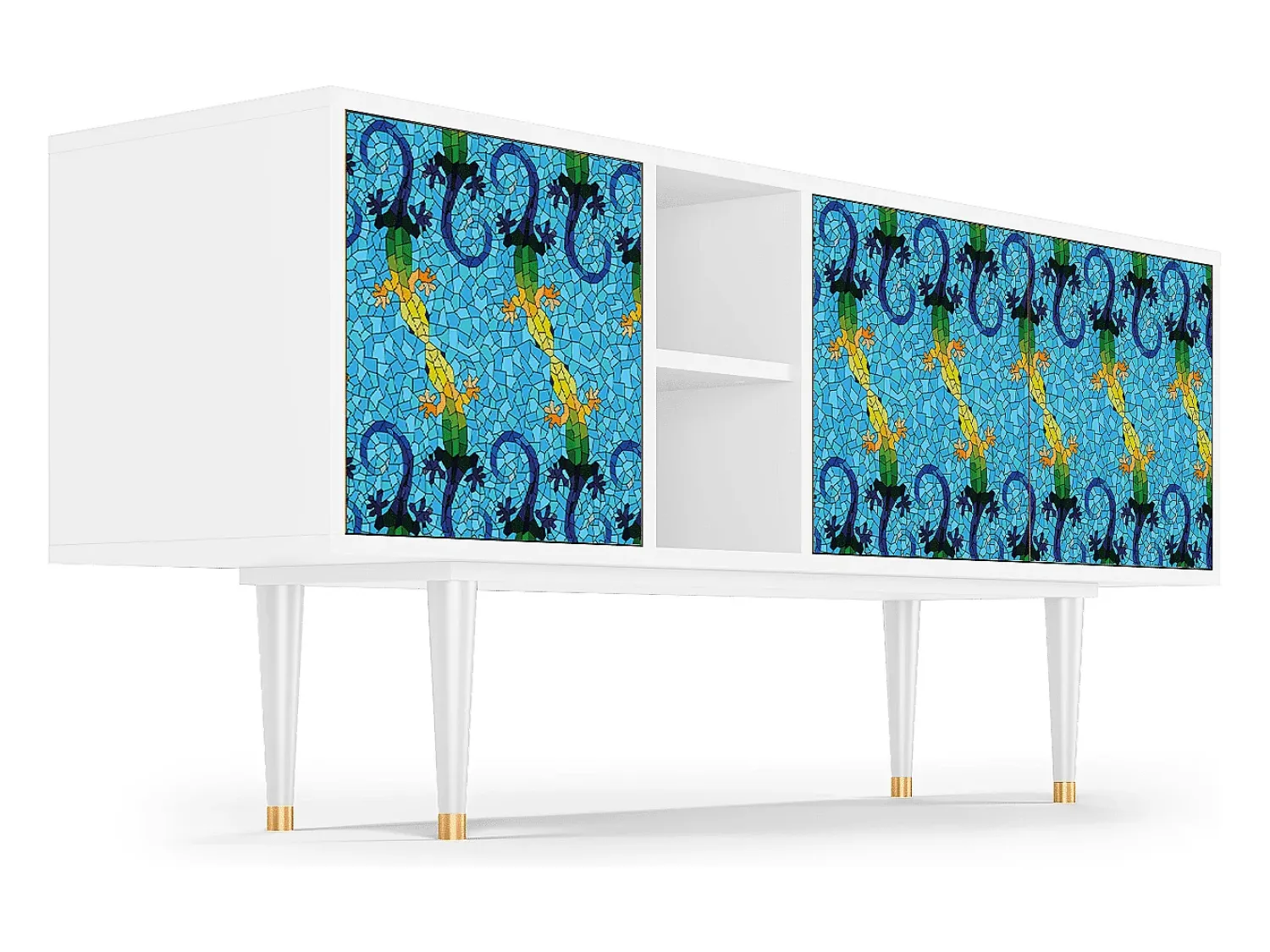 Móvel De Tv| Mueble de TV - 150х69х41 cm - T5 - Gaudi's Lizard, Branco Bege
