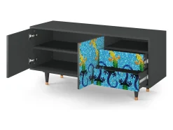 Móvel De Tv* Mueble de TV - 125х56х41 cm - T7 - Gaudi's Lizard, Antracite Cinza antracite
