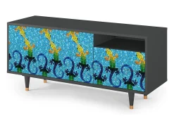 Móvel De Tv* Mueble de TV - 125х56х41 cm - T7 - Gaudi's Lizard, Antracite Cinza antracite