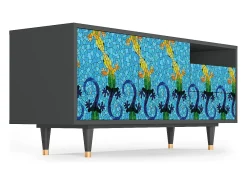 Móvel De Tv* Mueble de TV - 125х56х41 cm - T7 - Gaudi's Lizard, Antracite Cinza antracite