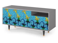 Hot Mueble de TV - 125х56х41 cm - T7 - Gaudi's Lizard, Cinza Cinzento