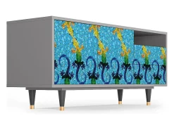 Hot Mueble de TV - 125х56х41 cm - T7 - Gaudi's Lizard, Cinza Cinzento