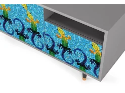 Hot Mueble de TV - 125х56х41 cm - T7 - Gaudi's Lizard, Cinza Cinzento