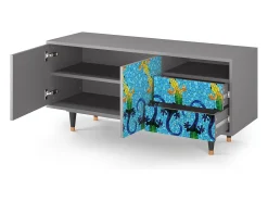 Hot Mueble de TV - 125х56х41 cm - T7 - Gaudi's Lizard, Cinza Cinzento