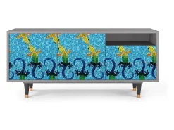 Hot Mueble de TV - 125х56х41 cm - T7 - Gaudi's Lizard, Cinza Cinzento