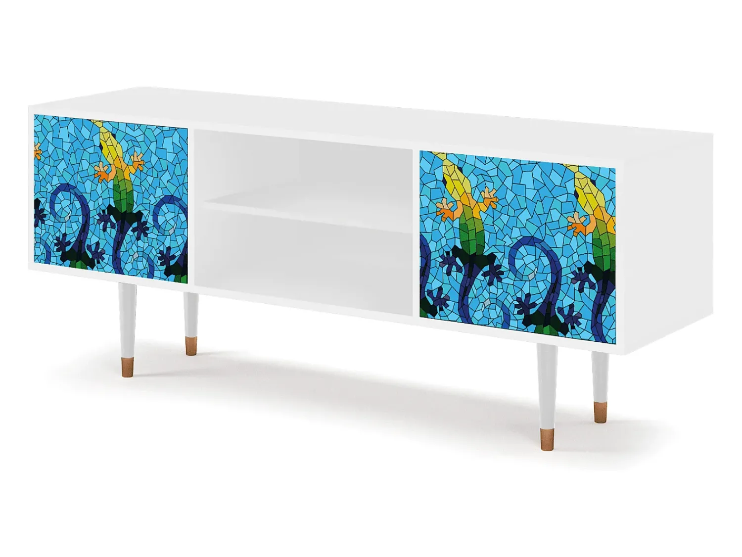 Móvel De Tv| Mueble de TV - 170х69х48 cm - T2 - Gaudi's Lizard, Branco Bege