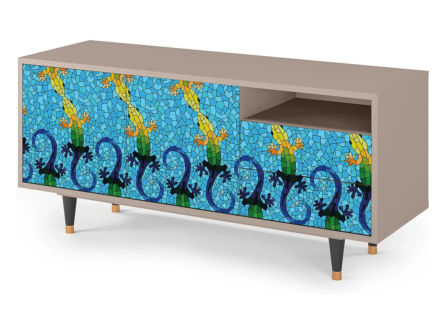 Sale Mueble de TV - 125х56х41 cm - T7 - Gaudi's Lizard, Latte Bege