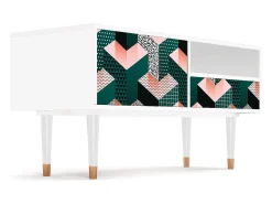 Móvel De Tv* Mueble de TV - 115х59х48 cm - T3 - Geometric Madness, Branco Bege