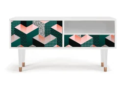 Móvel De Tv* Mueble de TV - 115х59х48 cm - T3 - Geometric Madness, Branco Bege