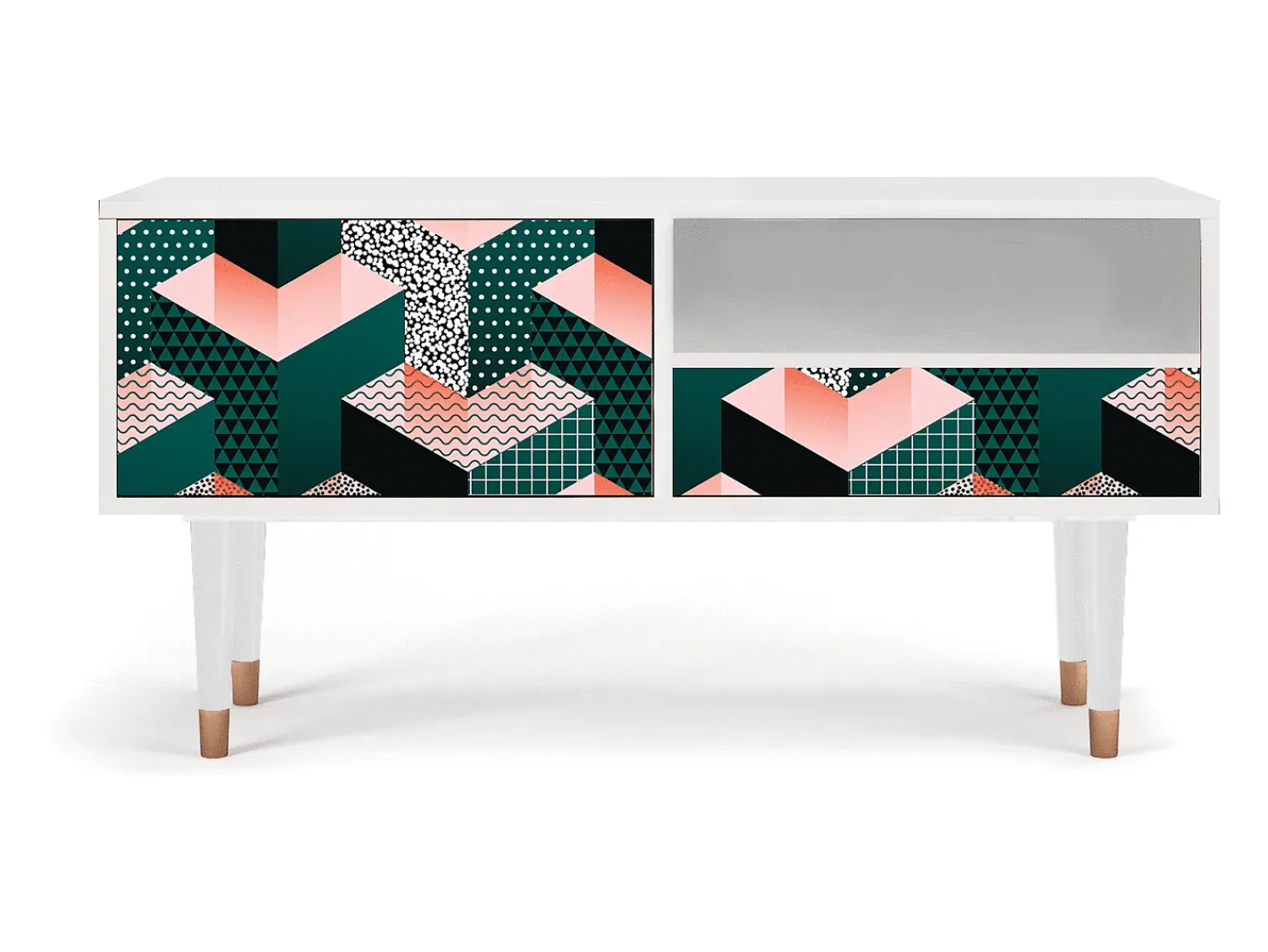 Móvel De Tv* Mueble de TV - 115х59х48 cm - T3 - Geometric Madness, Branco Bege