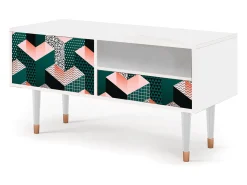 Móvel De Tv* Mueble de TV - 115х59х48 cm - T3 - Geometric Madness, Branco Bege