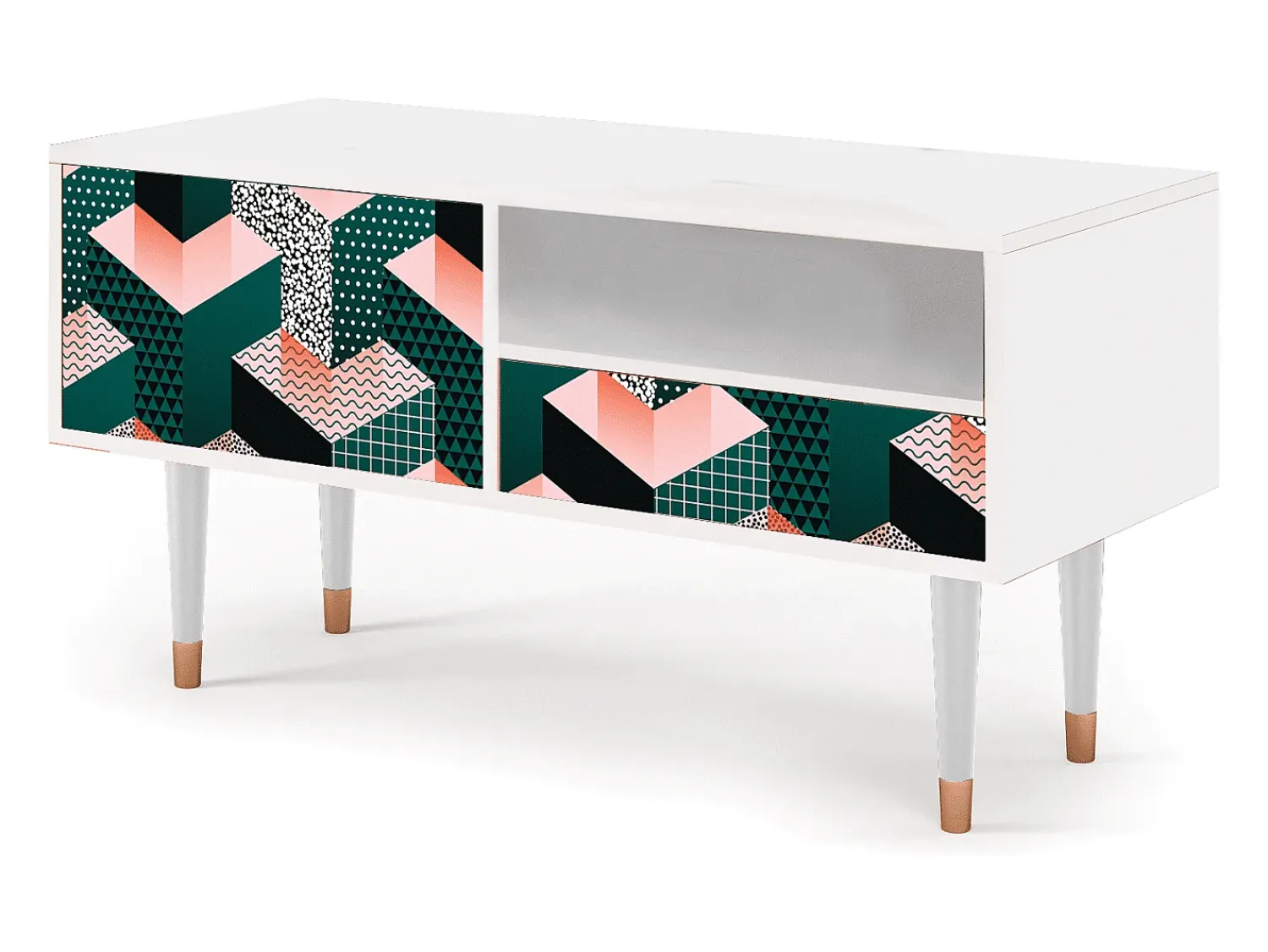 Móvel De Tv* Mueble de TV - 115х59х48 cm - T3 - Geometric Madness, Branco Bege