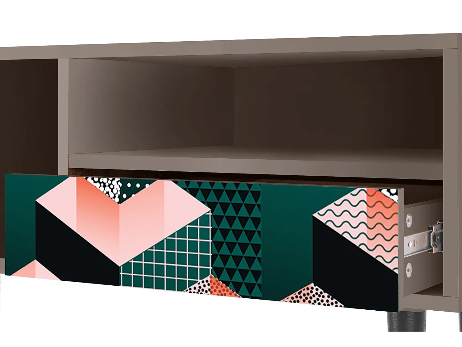 Clearance Mueble de TV - 115х59х48 cm - T3 - Geometric Madness, Latte Bege